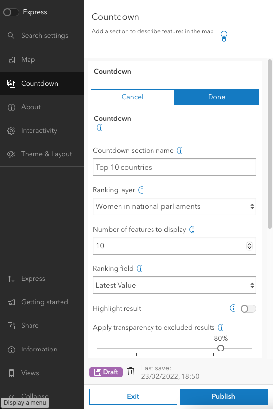 Tutorial – How to create a top 10 countdown in ArcGIS Online