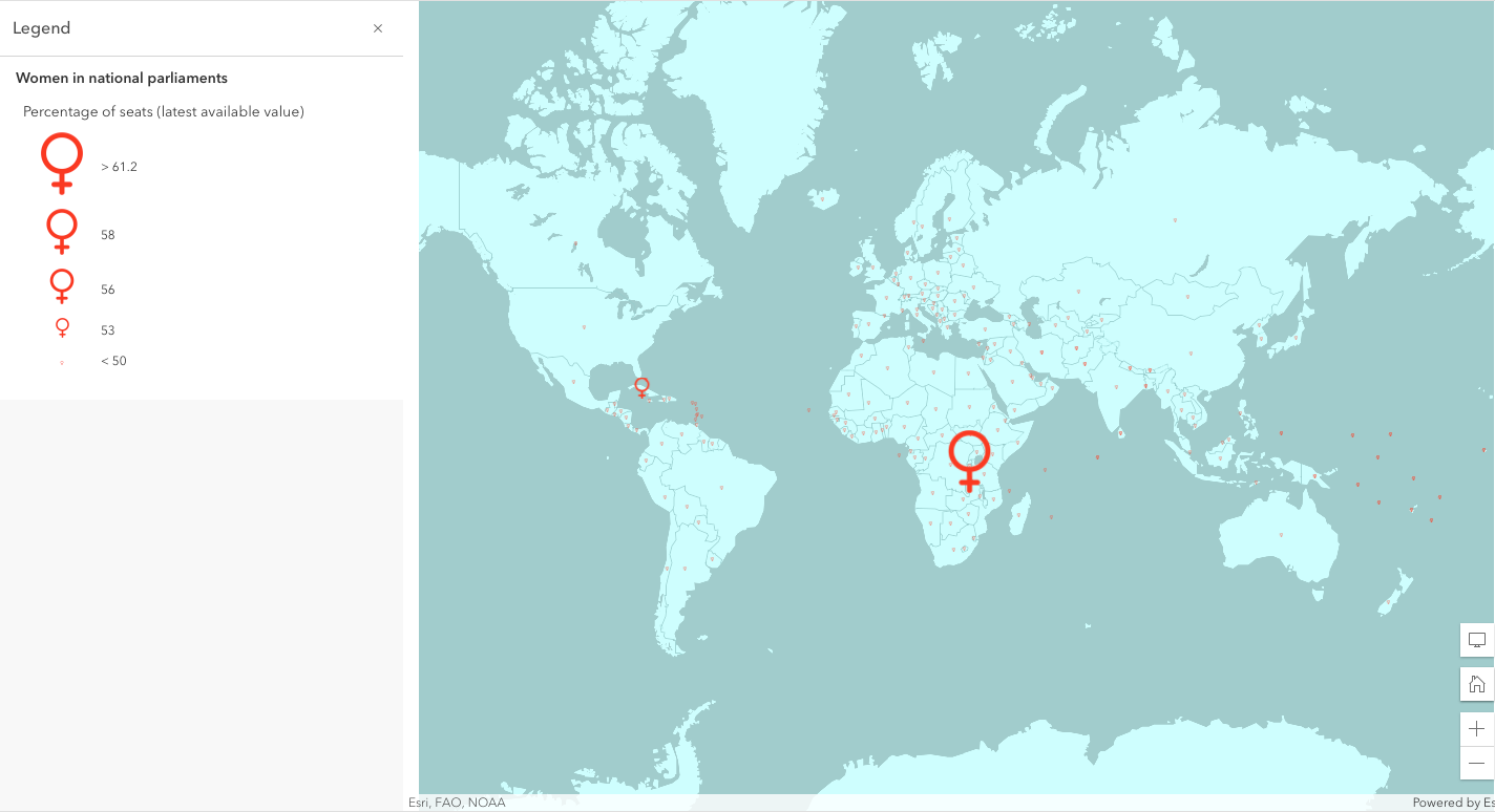 Countries where women represent at least half of the seats in national parliaments